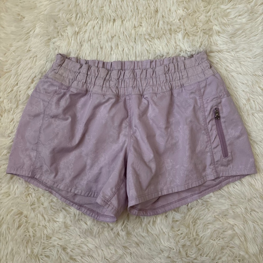 Lululemon Tracker Short V Purple Floral Jacquard Running Shorts Size 6